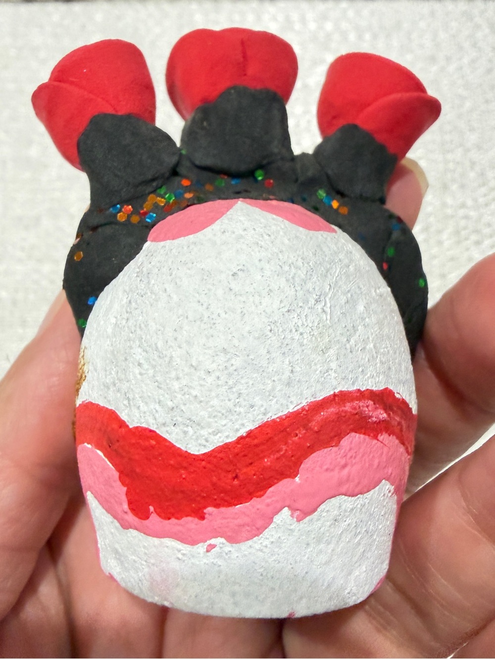 Handpainted Day of the Dead Sugar Skull with Red Rose Crown Mexico Decor - Picture 7 of 9